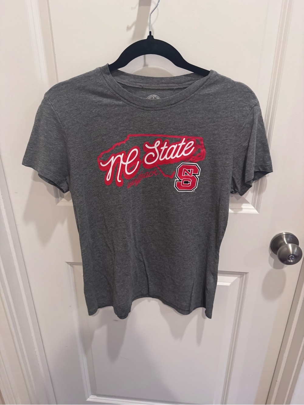 Rivalry Threads Gray Tee with Red and White Logo never worn